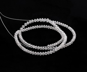 Cuentas Rondelle facetadas, cuentas de diamante blanco, cuentas de diamante redondas sueltas, cuentas de diamante de laboratorio, cuentas de diamante blanco nieve para collar - Product Image 1