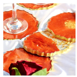 Ensemble de sous-verres en bois de couleur naturelle, style glamour et luxueux |   Sous-verres et sets de table ronds écologiques, non toxiques et réutilisables de 100 mm - Product Image 6