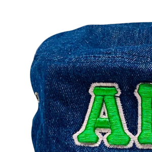 AKA Dark Denim Bucket <b>Hat</b> Green Embroidered Letter Cotton Cap Adjustable Casual Fashion Streetwear Outdoor <b>Hat</b> for <b>Men</b> Women - Product Image 4