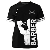 T-shirt de travail imperméable et confortable pour coiffeur, uniforme de salon de coiffure, haut décontracté ajustable, tenue de barbier très demandée