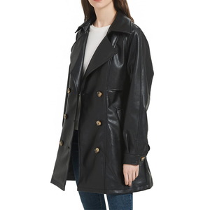 Solid Trader Light Weight Breathable Premium Quality Elegant Cut Weatherproof Outside Duster Shield Womens <b>Long</b> <b>Leather</b> <b>Jacket</b> - Product Image 4