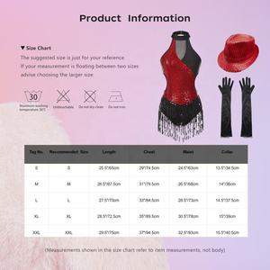 Traje de Danza Latina para Mujer, Body con Flecos, Guantes y Sombrero, para Tango, Jazz, Samba, Baile de Graduación, Clases de Baile, Cha-Cha - Product Image 6