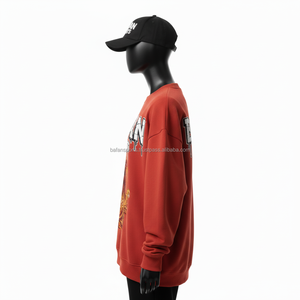 Sweat-shirt polaire GSM pour femmes Tissu en polyester de coton de couleur rouge rouille avec logo de broderie personnalisé Sweatshirts respirants pour femmes - Product Image 3