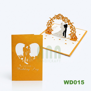 บัตรเชิญงานแต่งงานแบบป๊อปอัพทำมือ3D ตัดเลเซอร์สำหรับเจ้าสาวและเจ้าบ่าวหรูหราตามสั่ง - Product Image 3