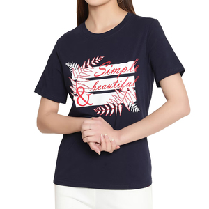T-shirt imprimé surdimensionné pour femme, motif DTF, col rond, 100 % coton, coupe ample et confortable, manches courtes, idéal pour l'été - Product Image 1