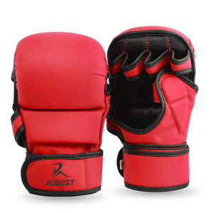 Gants de MMA en cuir pour la boxe et la pratique du fitness avec paume antidérapante, doublure confortable, sangle de poignet sécurisée à fermeture auto-agrippante - Product Image 1