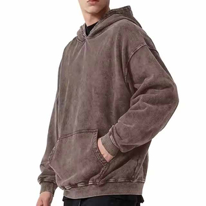 Custom Acid Washed <b>Hoodie</b> Pullover <b>Men</b> Blank Heavyweight Plain Cotton <b>Thick</b> French Terry Acid Wash Hoodies - Product Image 2