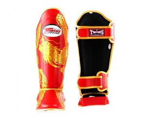 สนับแข้งฝึกซ้อมต่อสู้รุ่นใหม่ Twins Boxing หนังแท้สีขาวดำลายพิมพ์ดิจิตอลรูปมังกร สำหรับคิกบ็อกซิ่ง MMA ฝึกซ้อมในยิม - Product Image 5