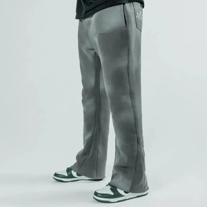 Custom for Washed Breathable Polyester/Nylon Straight Leg <b>Stacked</b> Flared Sweatpants Men Casual Flare Distressed - Product Image 6