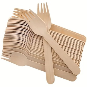 Fourchettes en bois de bouleau de qualité supérieure 155 mm pour collations, desserts et fêtes, idéales pour la restauration, les plats à emporter, les événements et les pique-niques - Product Image 1