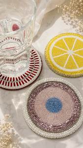 Elegante Posavasos Bordado con Cuentas y Fino Trabajo de Hilo Hecho a Mano para Tazas de Té, Tazas de Café y Mesas de Comedor - Product Image 6