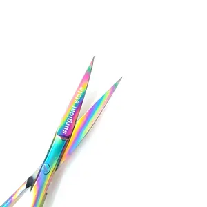 Tijeras para cutículas de Color personalizado plateado, Tijera para uñas de resorte, hoja recta curvada de acero inoxidable para manicura y pedicura - Product Image 2