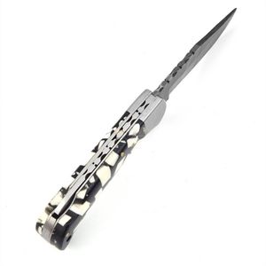 Couteaux pliants faits main sur mesure, lame en acier à motif Damas, poignée décorative en os, couteau de poche tranchant avec étui en cuir - Product Image 5