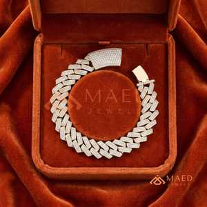 Diamond Shape Cuban Link Moissanite Bracelet Gold Plated Fine Chain Link Bracelet Luxury Jewelry Gift <b>for</b> <b>Men</b> US - Product Image 2