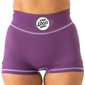 Custom Logo Women's Solid Turquoise Mid Waist Shorts Sporty Tight Fit <b>Elastic</b> <b>Waistband</b> OEM ODM Manufacturer Private Label - Product Image 4