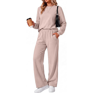 Conjunto Deportivo de 2 Piezas para Mujer, Tejido de Felpa, con Capucha, Manga Larga, Color Sólido, Transpirable, Poliéster, Corte Holgado, Informal, Invierno - Product Image 3