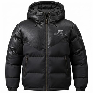 Chaqueta Acolchada con Capucha para Hombre, Diseño Color Block, Resistente al Viento, Deportiva, con Cierre Frontal, Relleno Grueso de Poliéster - Product Image 5