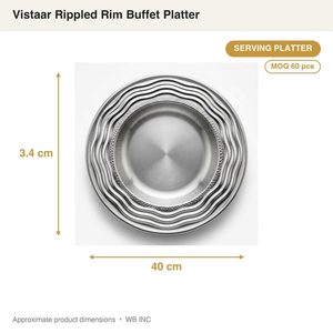 Plateau de service artisanal en acier inoxydable 304, 40 cm, finition satinée, bord miroir, pour banquet, plateau de buffet Vistaar à bord ondulé pour la décoration intérieure - Product Image 4