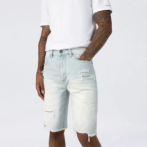 Wholesale Knee Length Loose High Street Wear Shorts <b>Men</b> Denim Short Pants Male Casual Custom Denim Shorts For <b>Men</b> - Product Image 1