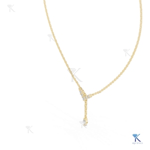 สร้อยคอรูปตัว Y ประดับเพชรเลี้ยงในห้องปฏิบัติการ ทองคำแท้ 14K 18K สำหรับผู้หญิง ดีไซน์คลาสสิก ทรงหยดน้ำ ประดับเพชรทรงเหลี่ยม งานละเอียด เหมาะสำหรับงานปาร์ตี้ - Product Image 5