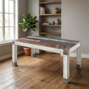 Table à manger en bois rustique rectangulaire, design moderne vintage fait main, meubles pour la maison - Product Image 3