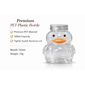 Botella de Plástico PET de 500 ml con Forma de Pato y Tapa de Aluminio para Bebidas como Té con Leche, Jugo, Café - Envase para Bebidas OEM - Product Image 1