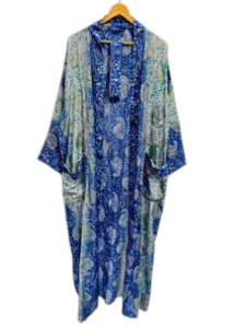 Robe de mariée en soie longueur cheville, multicolore, vêtement de nuit, kimono indien vintage en soie de sari recyclée - Product Image 5