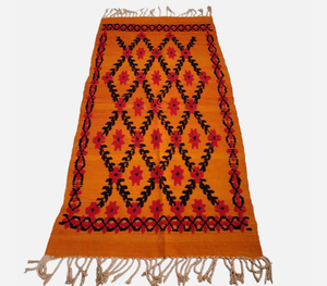 Tapis noué à la main de luxe marocain en laine orange et noire, rembourré, résistant aux taches, antidérapant, à poils longs, pour prière, salon, hôtel - Product Image 5