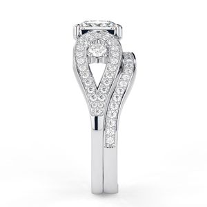 Princess Cut Lab Grown Diamond Cute Bridal Engagement <b>Set</b> <b>Ring</b> in Rose Gold for <b>Women</b> - Product Image 6