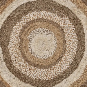 <b>Round</b> <b>Jute</b> Area <b>Rug</b> Medallion Pattern Braided Modern Style Non Slip Backing for Dining Room Low Pile Spot Clean - Product Image 4