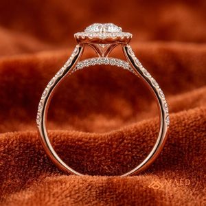 Pear Cut Moissanite Halo <b>Ring</b> Rose Gold Engagement <b>Ring</b> Women Bridal Jewelry Gift USA Fashion - Product Image 4