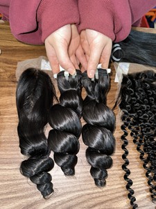 Paquetes y cierre de trama de Color Borgoña recto de hueso de cabello humano vietnamita de alta calidad - Product Image 5