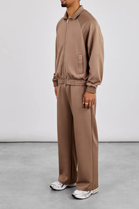 Ensemble de survêtement zippé à capuche pour homme, coupe oversize, décontracté, deux pièces, couleur unie, streetwear, coupe ample, fermeture éclair intégrale, 100% coton molletonné - Product Image 2