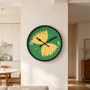 12 Inch Pasta Restaurant Theme Green Black Silent Quartz Analog <b>Wall</b> <b>Clock</b> Mediterranean Cuisine Style <b>Kitchen</b> Cafe Décor - Product Image 3