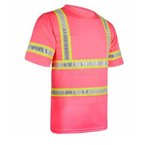 Chemise de sécurité à manches courtes haute visibilité respirante et ignifuge avec tissu réfléchissant 100% polyester pour la sécurité routière - Product Image 3