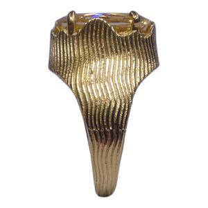 Anillo de Cóctel de Oro Amarillo con Cristal Redondo Engastado en Puntas, Estilo Clásico, Unisex, para Uso Diario - Product Image 2