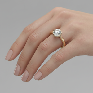 Anillo de compromiso de diamante cultivado en laboratorio, oro de 14K, engaste de púas, corona pavé, solitario, con piedras, para minimalistas certificados - Product Image 5