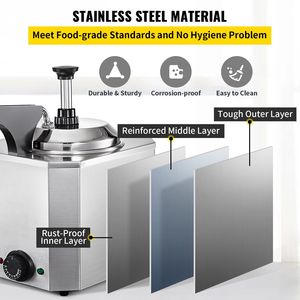 Dispenser per Formaggio con Pompa da 2,6 Qt, Scaldafonduta in Acciaio Inox 650W, Attrezzatura per Riscaldamento e Mantenimento a 30°C - Product Image 3