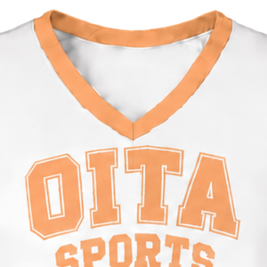 <b>Peach</b> Orange Cheerleading Uniform <b>Top</b> Sleeveless V Neck Dance Team Training Athletic Performance Sportswear Wear - Product Image 5