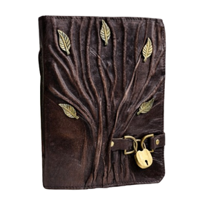 Leather Journal with Lock and Key Personalized Hardcover Diary Antique <b>Tree</b> of Life Handmade Gift Notebook Graduation Rajasthan - Product Image 1