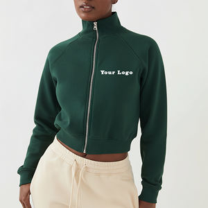 Sweat-shirt d'hiver respirant à col montant et fermeture éclair, coupe courte, style décontracté, prix de gros abordable - Product Image 1