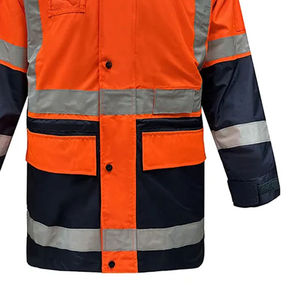 Sweat à capuche de sécurité personnalisable unisexe haute visibilité, classe 1, imperméable, respirant, avec empiècements, doublure polaire, fermeture éclair - Product Image 6