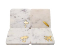 Ensemble de sous-verres en marbre et bois naturel pour la table, accessoires de cuisine, décoration de table, produits décoratifs en marbre pour l'hôtellerie