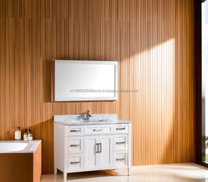 Marble Vanity 48 Inch with Mirror Bathroom Vanity Luxury Bathroom Vanities White Bathroom Cabinet - Product Image 2