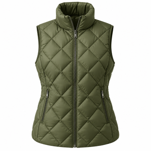 Nylon Quilted <b>Puffer</b> <b>Vest</b> with Zipper Closure Sleeveless Breathable & Quick Dry Customizable Plus Size Women's Winter Warm - Product Image 6