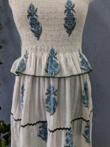 Robe maxi à motifs imprimés à la main en Inde, en coton pur, tissu tricoté, saison hiver et automne, robe polyvalente - Product Image 4