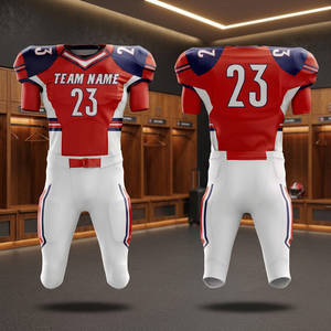 Uniforme de football américain personnalisable rouge et blanc sublimé avec le numéro 23 - Product Image 6
