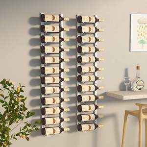 Porte-vin mural en fer blanc pour 12 bouteilles, lot de 2 pièces - Product Image 1