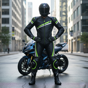 High Trending OEM Men genuine leather motorcycle <b>jackets</b> Men High Quality Leather <b>Racers</b> <b>Jacket</b> Pant Motorbike Suit for sale - Product Image 5