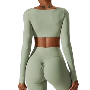 Vêtements de sport de yoga en gros, ensemble 2 pièces, haut de sport à manches longues pour homme, leggings de yoga respirants, séchage rapide, spandex/polyester - Product Image 1